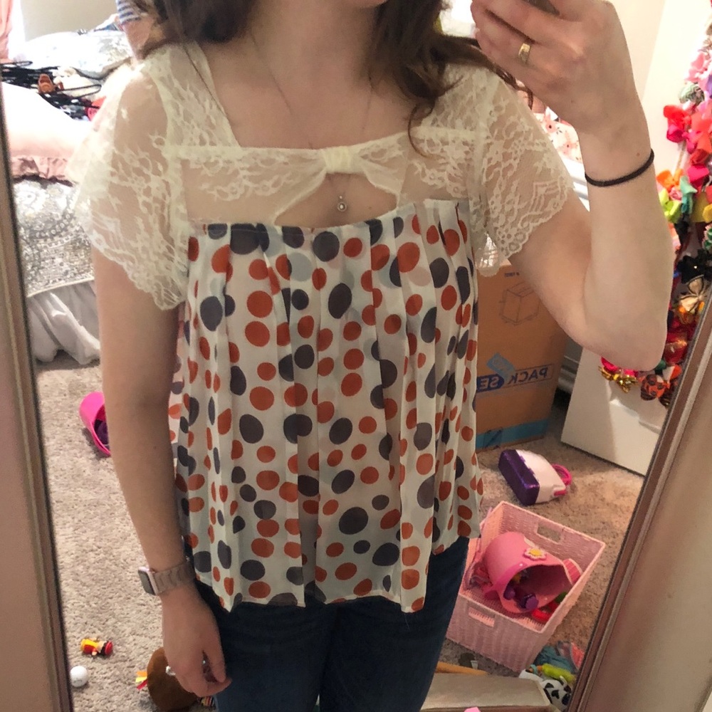 Lace and polka dot top